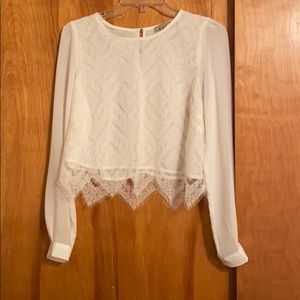 Chloe K | Mesh White Lace Crop Top